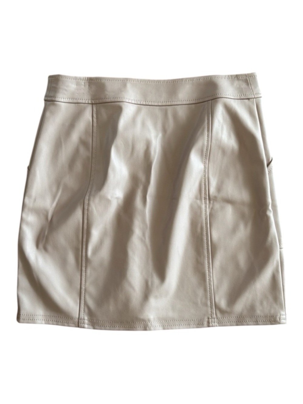 WOMENS EXPRESS DUSTY ROSE SZ 2 VEGAN LEATHER MINI SKIRT FRONT ZIPPERED LIKE NEW